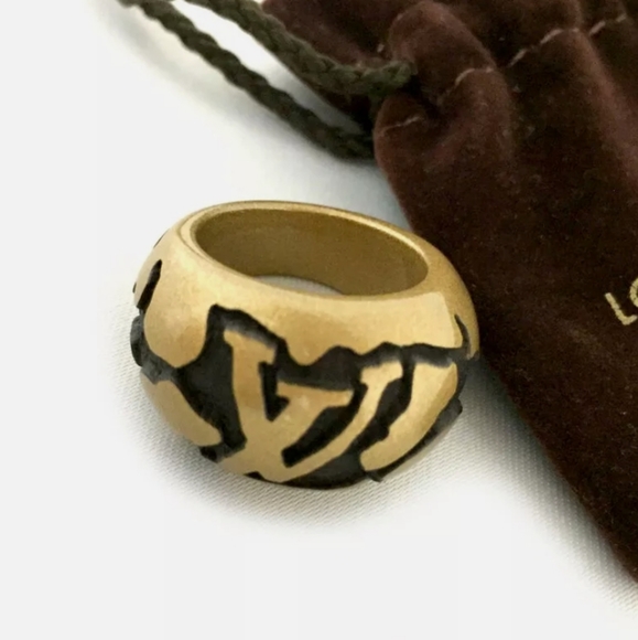 LOUIS VUITTON LEO MONOGRAM WOOD BERG RING A1161 - Picture 3 of 13